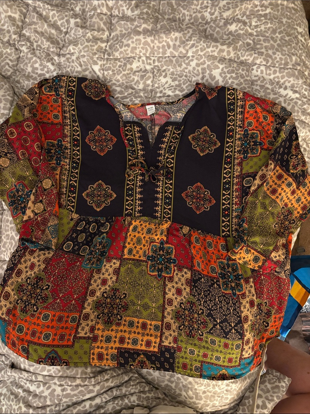Bohemian Patchwork Tunic Top - Multicolor